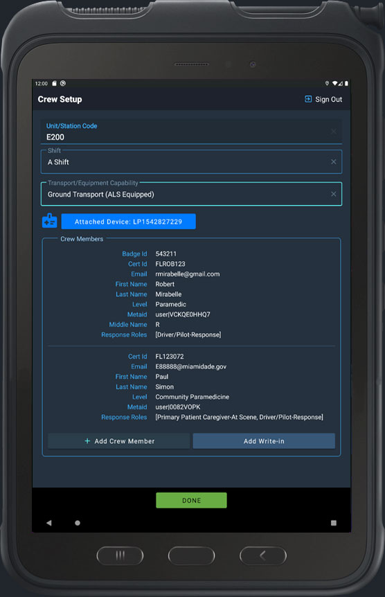 MetroPCR Mobile tablet screen
