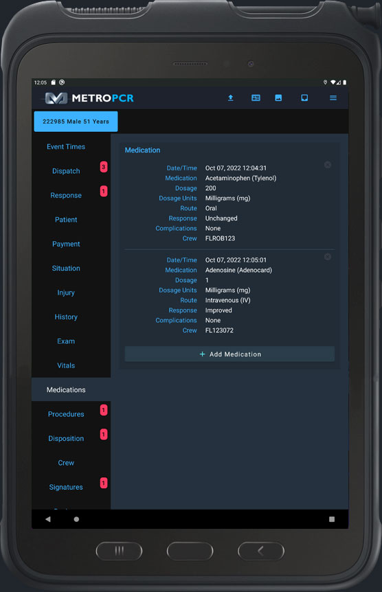 MetroPCR Mobile compliance documentation screen